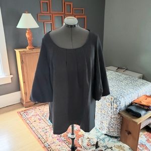 Women's poet blouse grey linen tunic